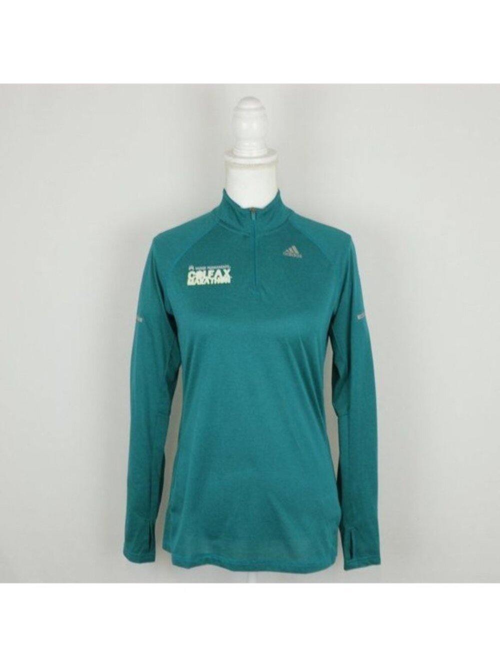Adidas Women's Medium Green Colfax Marathon 1/4 Zip Lightweight Pullover
